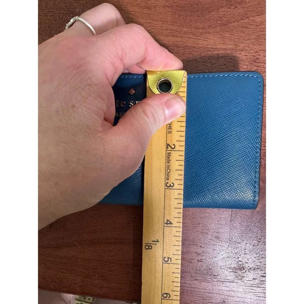 Kate Spade New York Staci Large Slim Bifold Wallet River Blue Classic Minimalist